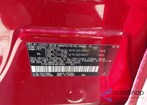 2018 Toyota Rav4 Le из США, поврежденный, VIN 2T3ZFREV6JW510946